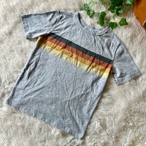 Gray Sunset Orange Toned Striped Kids Short Sleeve T-Shirt Size 6